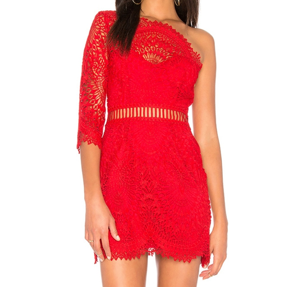 Saylor Pippa One Shoulder Dress Red Size XS